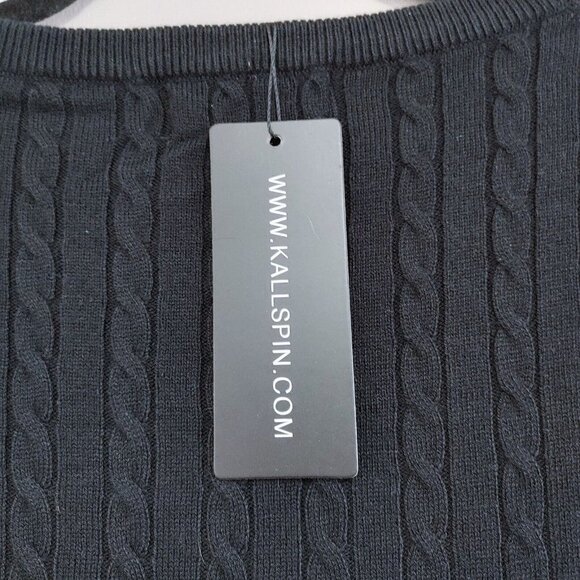 Kallspin Men's XXL Cashmere Wool Viscose Blend Cable  Knit Sweater Black - Picture 4 of 4